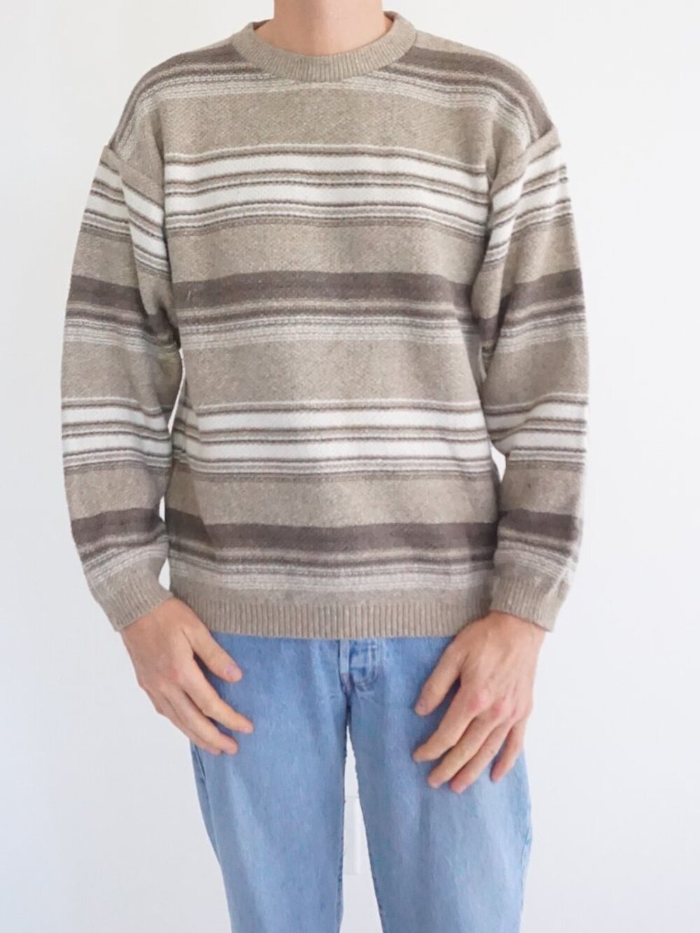 Vintage Knightbridge Knit Brown Beige Melange Cozycored Eclectic Sweater Large